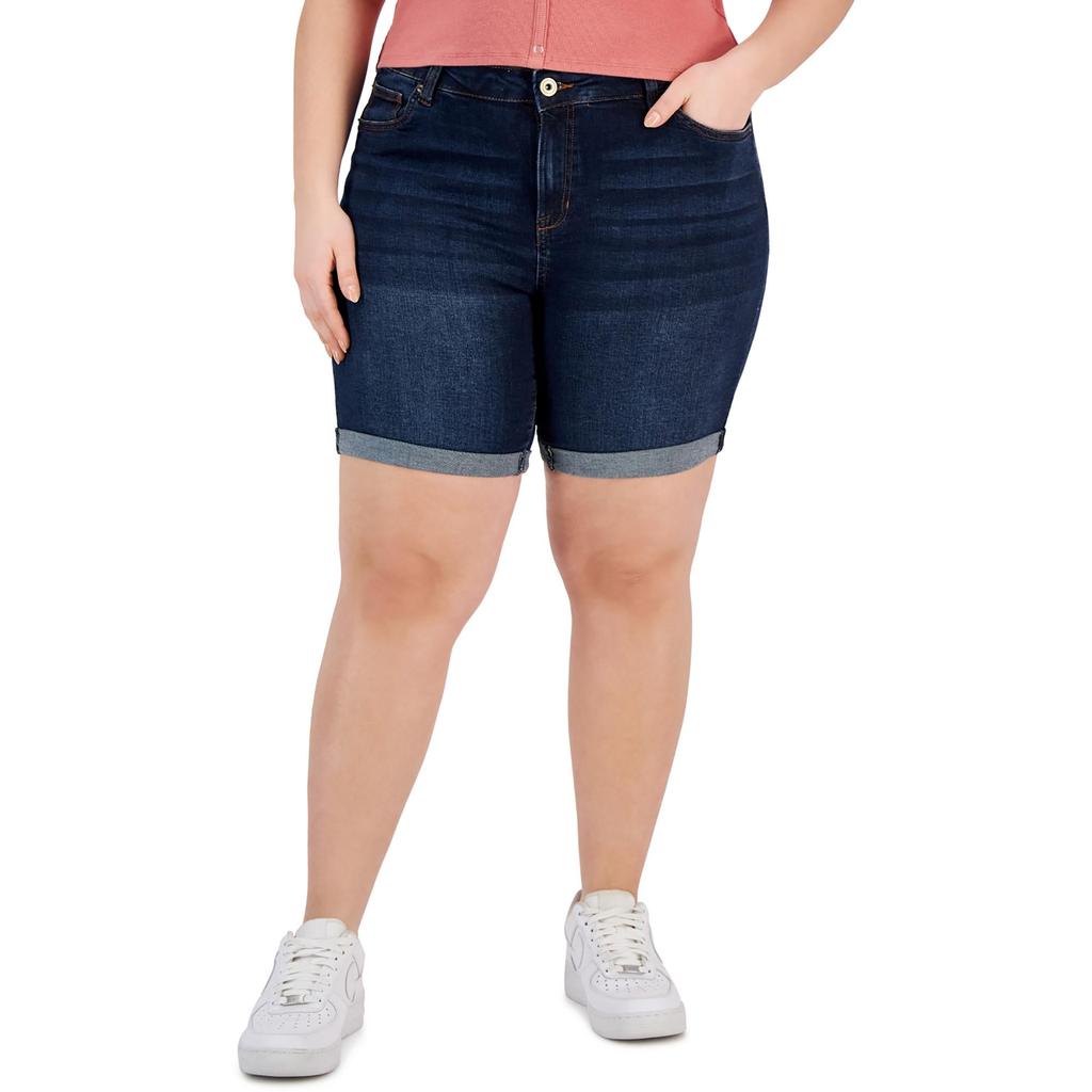 Celebrity Pink Plus Womens Cuffed Denim Bermuda Shorts