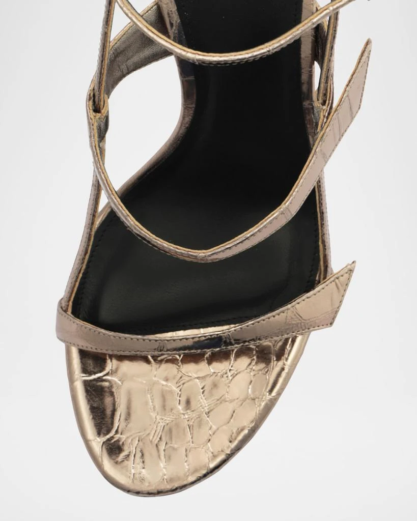 Alexandre Birman Tita Metallic Leather Cage Heel Sandals 5