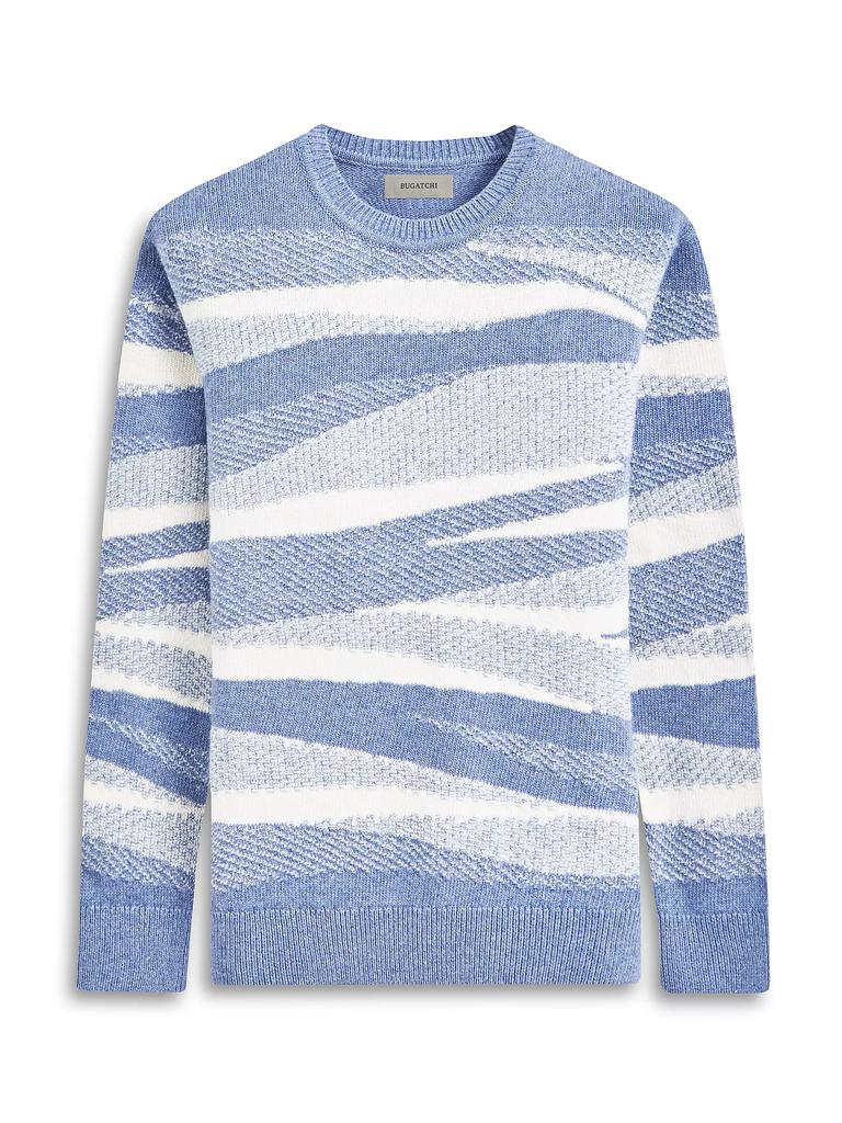 BUGATCHI Textured Stripe Crewneck Sweater