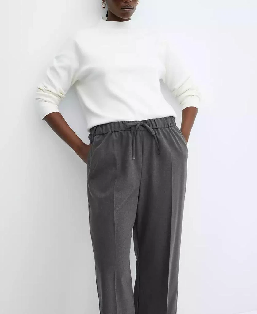 Mango Women's Elastic Waist Wideleg Pants 5