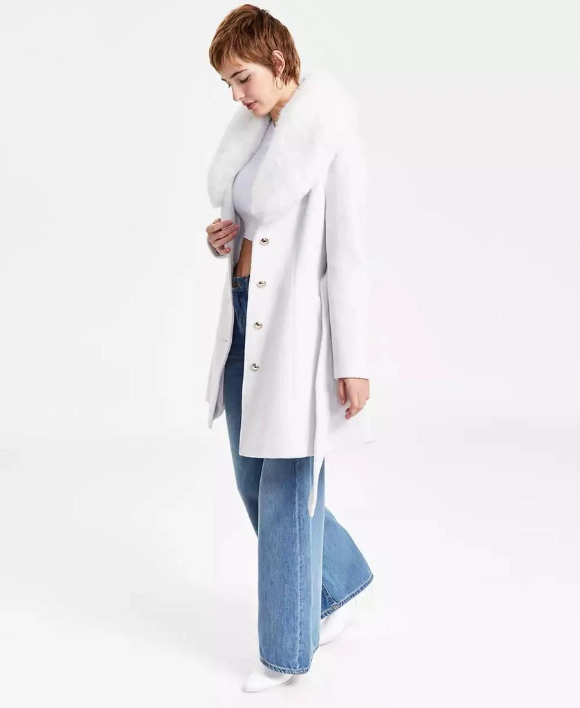GUESS Women's Eve Faux-Fur-Collar Belted Coat 2