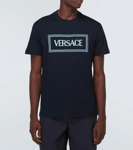 Versace Logo embroidered cotton jersey T-shirt 3