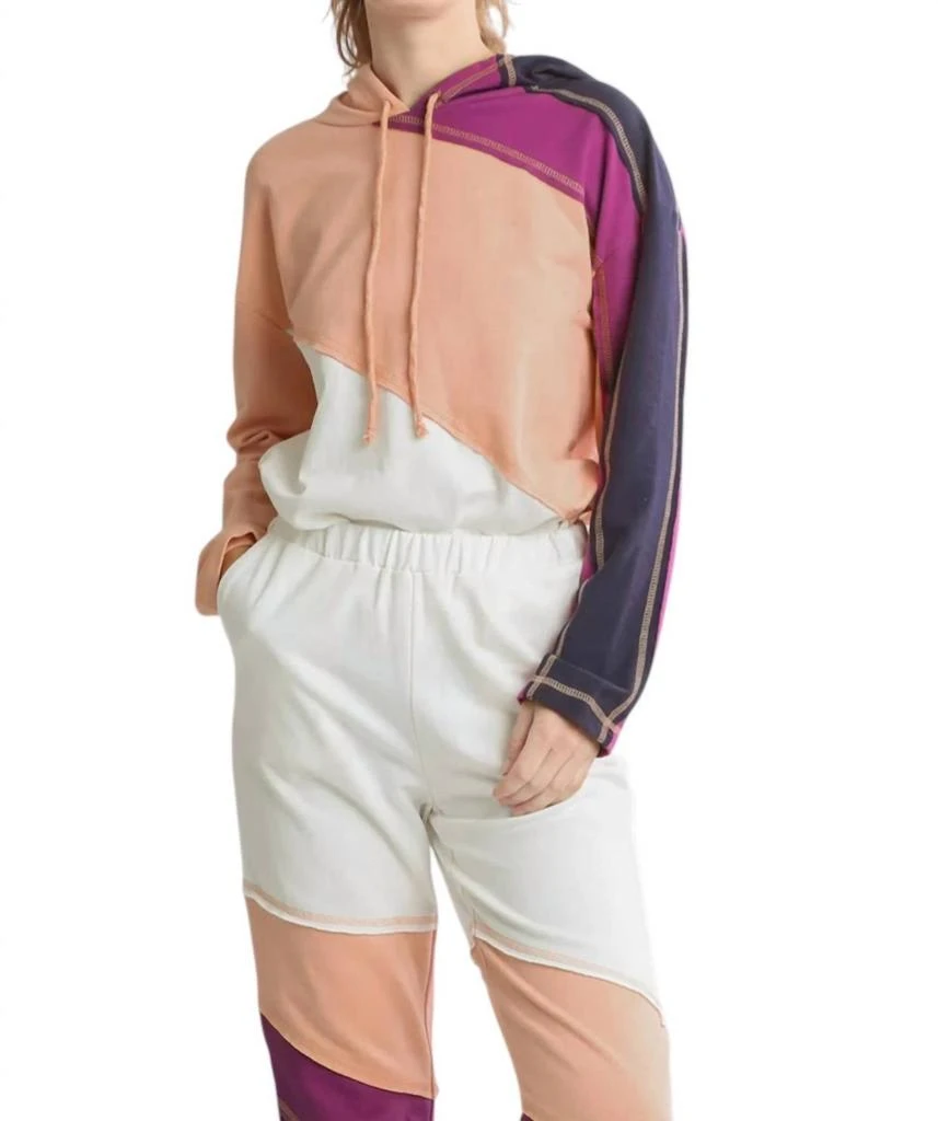 umgee Umgee - French Terry Colorblock Stitch Detail Sweater