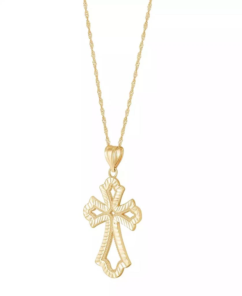 Macy's Polished Cross Pendant Necklace in 10k Yellow Gold 2