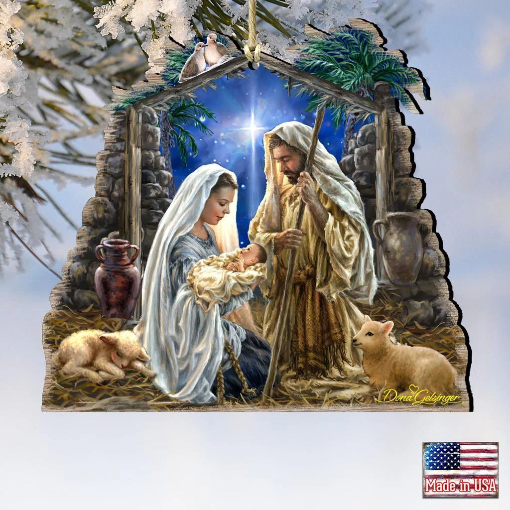 Designocracy Glory to God Wood Ornaments Set of 2 Inspirational 2