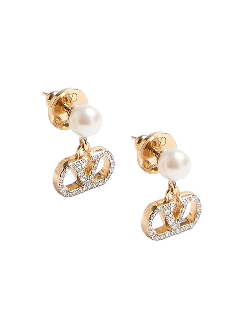 Valentino Vlogo Signature Earrings in Metal, Pearl and Swarovski® Crystals 3