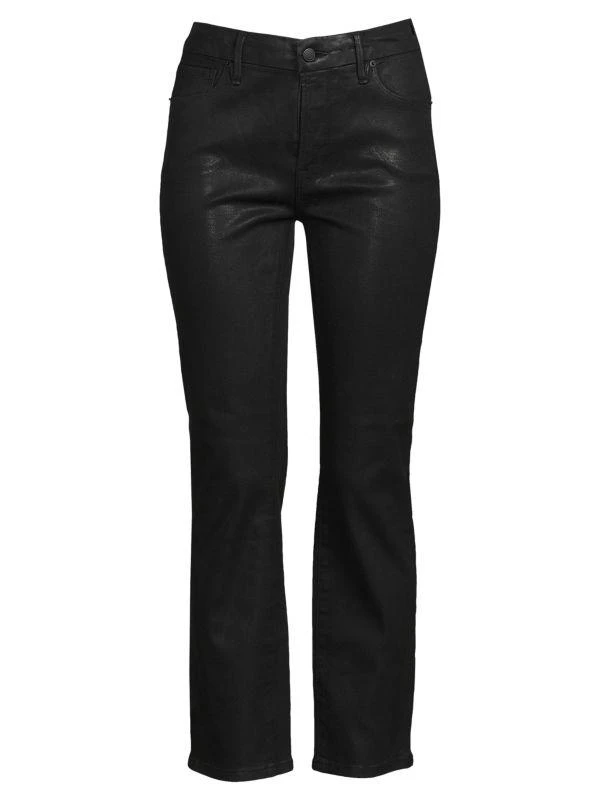 Good American Good Straight High-Rise Coated Cropped Straight-Leg Jeans 7