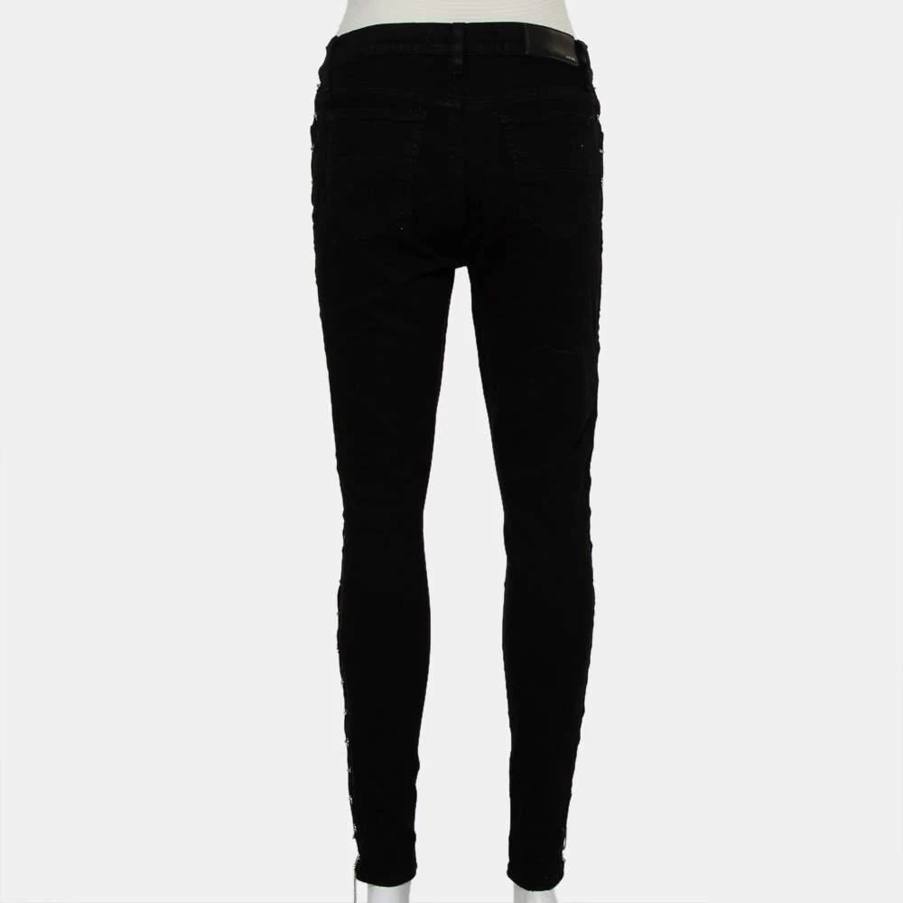 AMIRI Amiri Black Denim Side Chain Detail Distressed Skinny Jeans M 3