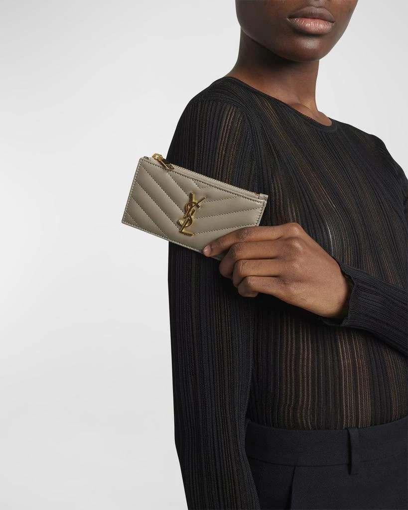 Yves Saint Laurent Small YSL Zip Card Case in Quilted Leather 2