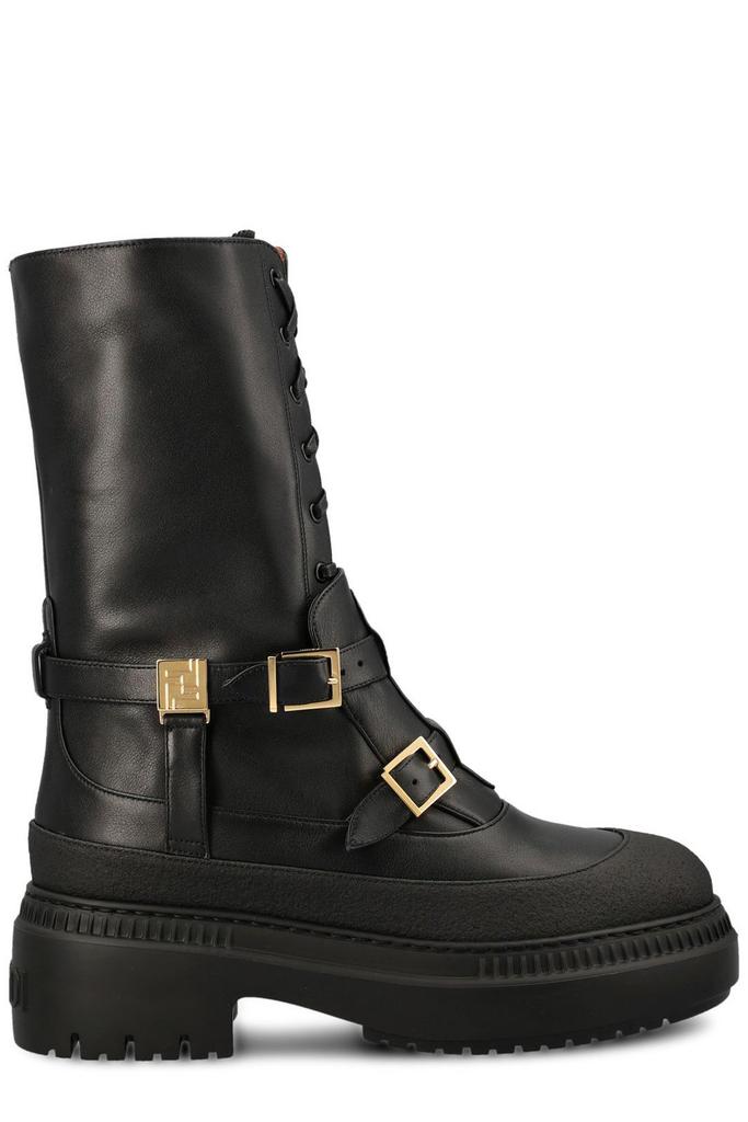FENDI / レースアップブーツ/38/GRY Shop Fendi Delfina Lace-Up Biker Boots on Sale at BeyondStyle