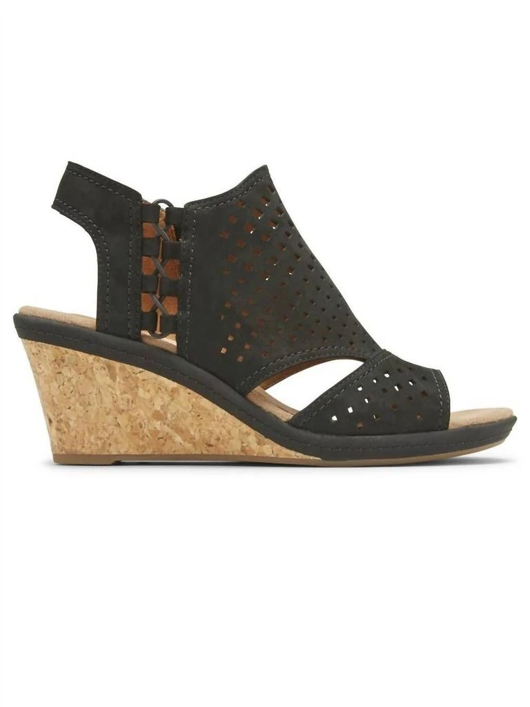 Rockport Women's Janna 2 Side Bungee Wedge In Black 5