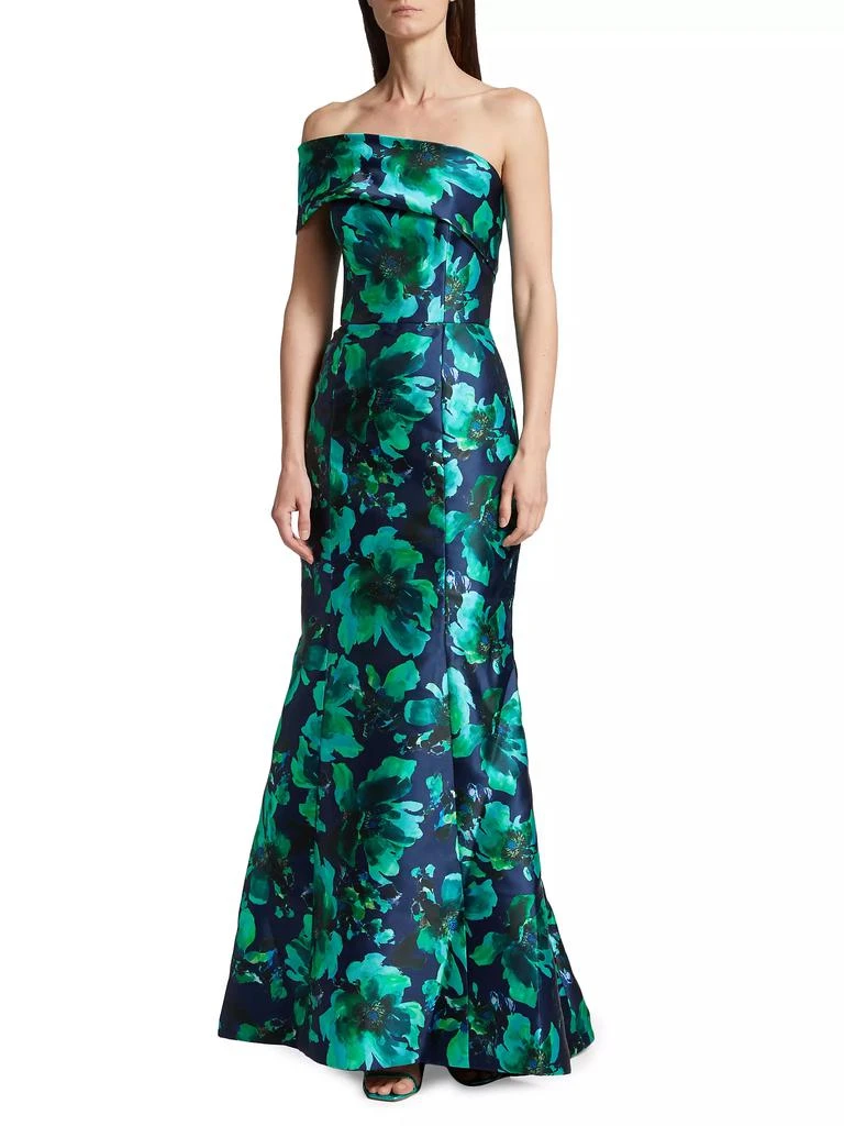 Amsale Floral Satin Trumpet Gown 3