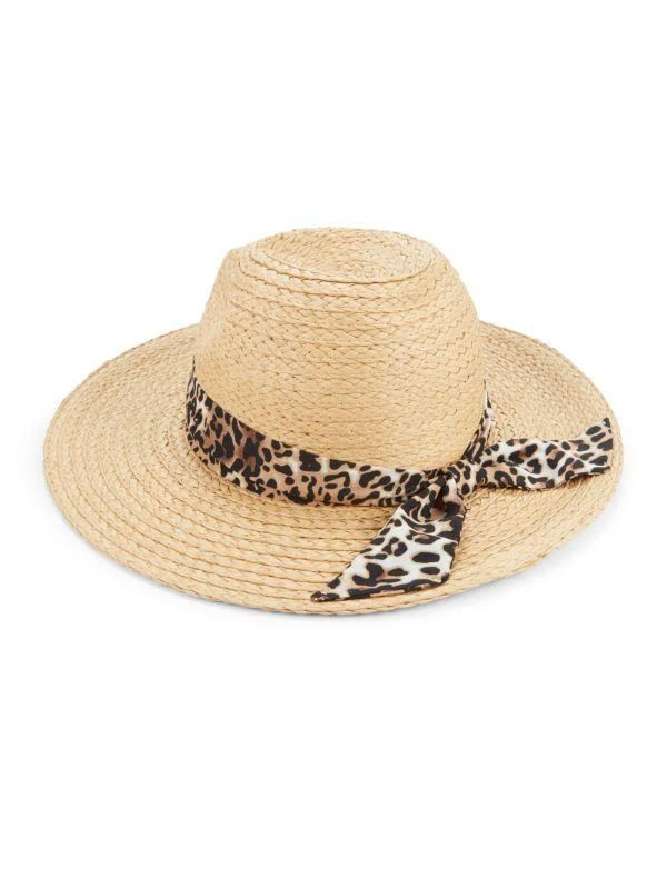 Vince Camuto Animal Print Trim Panama Hat 2