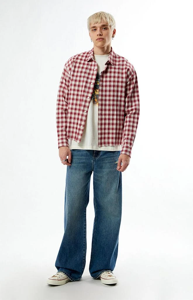 PacSun Red Plaid Long Sleeve Button Down Shirt 4