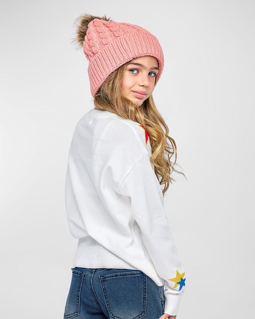 Hannah Banana Girl's Multicolor Star-Print Sweater, Size 4-14