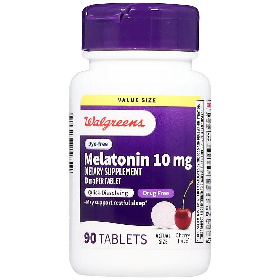 Walgreens Melatonin 10 mg Quick-Dissolving Tablets Dye-Free Cherry 3
