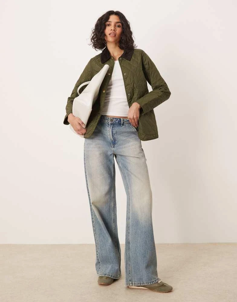Barbour Barbour Annandale diamond quilt jacket with cord collar in olive 2