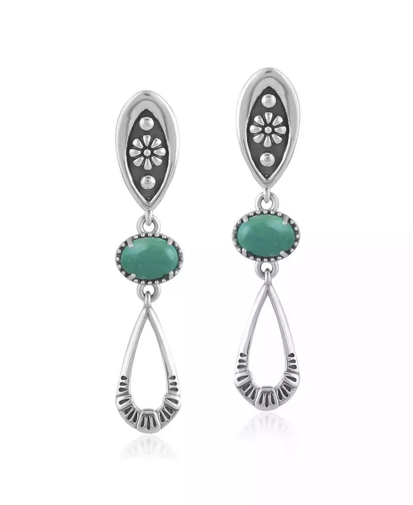 American West Jewelry Sterling Teardrop Double Loop Gemstone Earrings