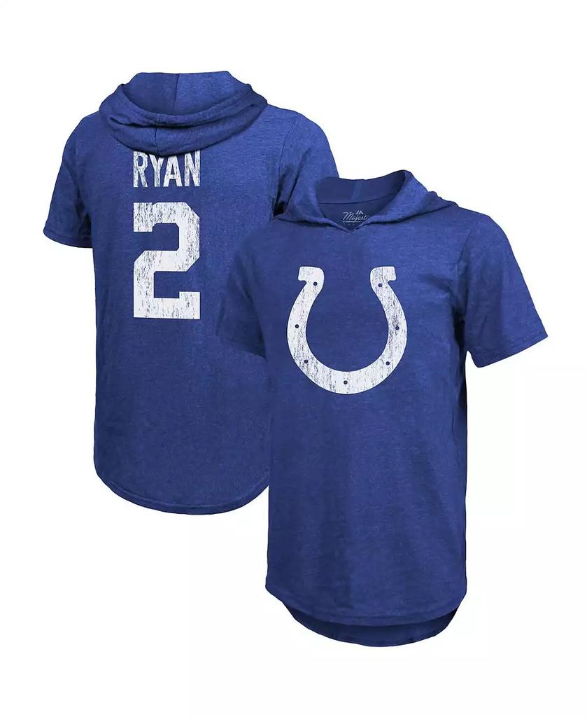 Majestic Men's Threads Matt Ryan Royal Indianapolis Colts Player Name & Number Short Sleeve Hoodie T-shirt
