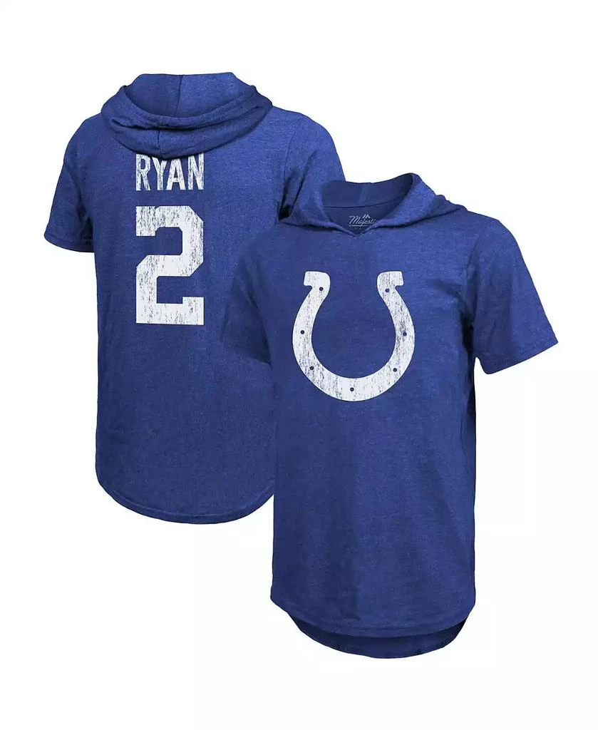 Majestic Men's Threads Matt Ryan Royal Indianapolis Colts Player Name & Number Short Sleeve Hoodie T-shirt 1