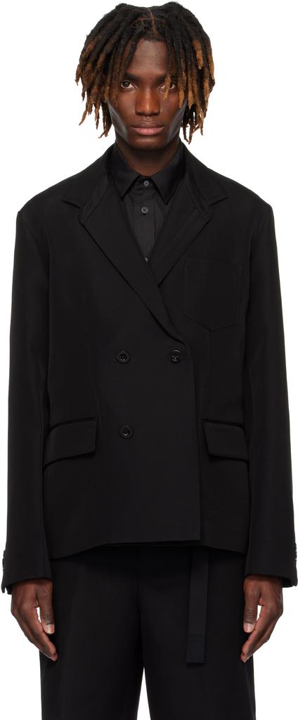 Sacai Black Double-Faced Silk Cotton Blazer JP-2-XS - Suits