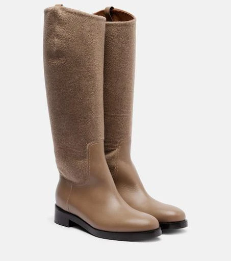 Max Mara Cashmere and leather knee-high boots 1