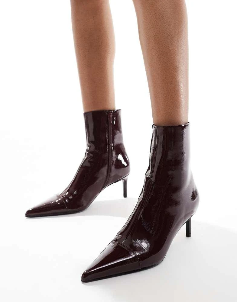 ASOS ASOS DESIGN Rosalie kitten heel mid boots in burgundy 1