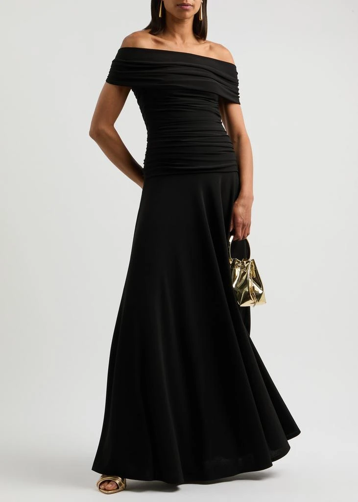 Talbot Runhof Off-the-shoulder ruched gown  4