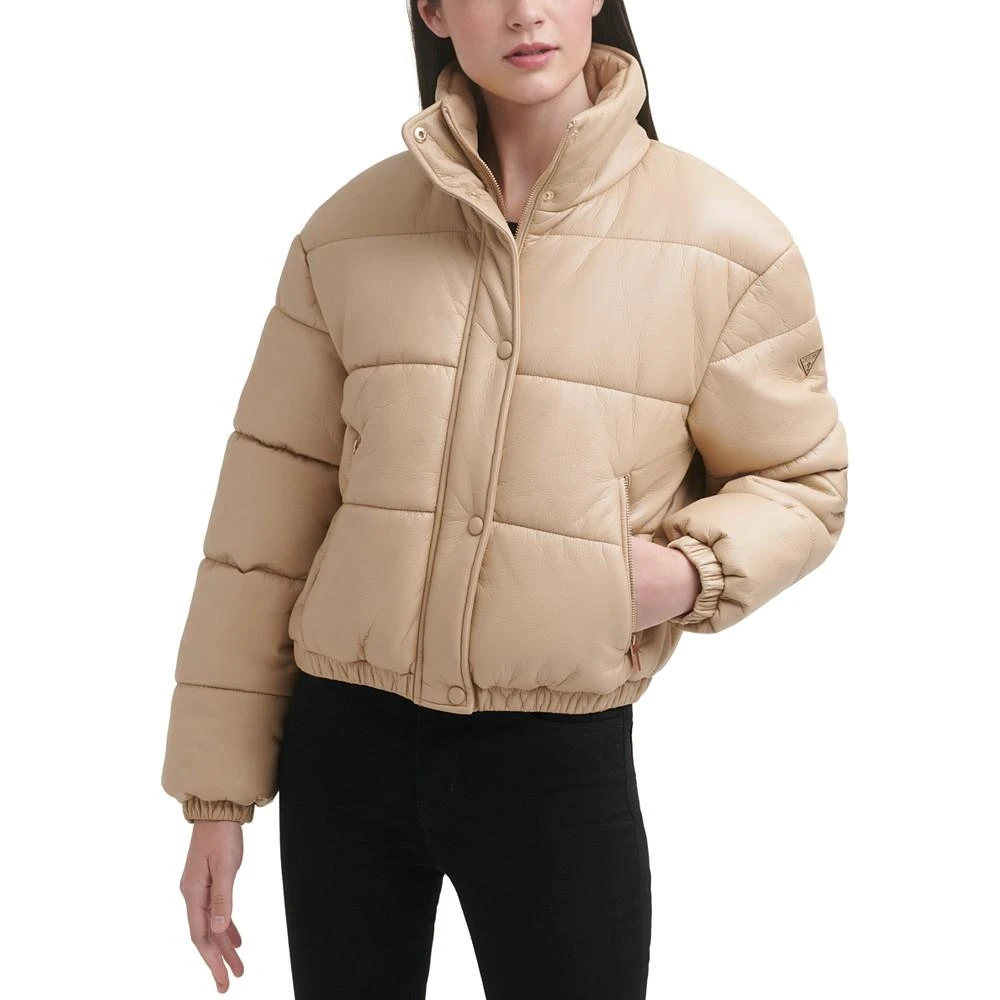 GUESS Women's Faux-Leather Puffer Coat 1