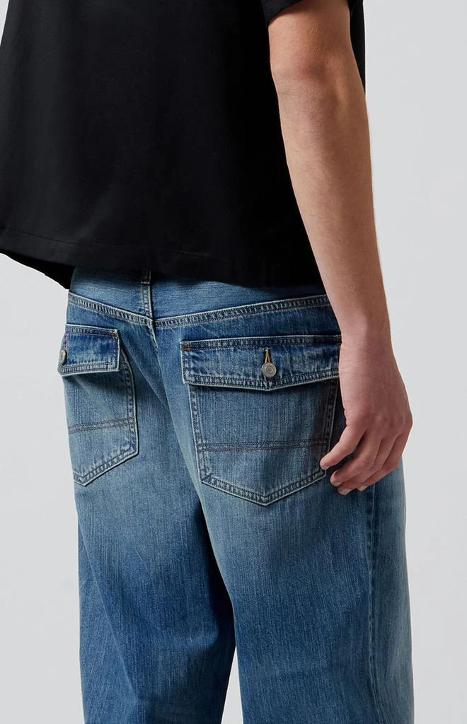 PacSun Medium Indigo Button Slub Baggy Jeans 5