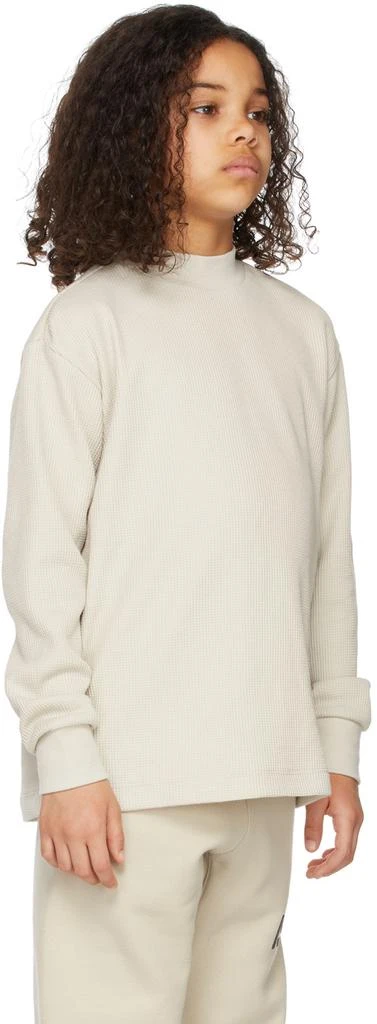 Essentials Kids Beige Waffle Mock Neck Long Sleeve T-Shirt 3