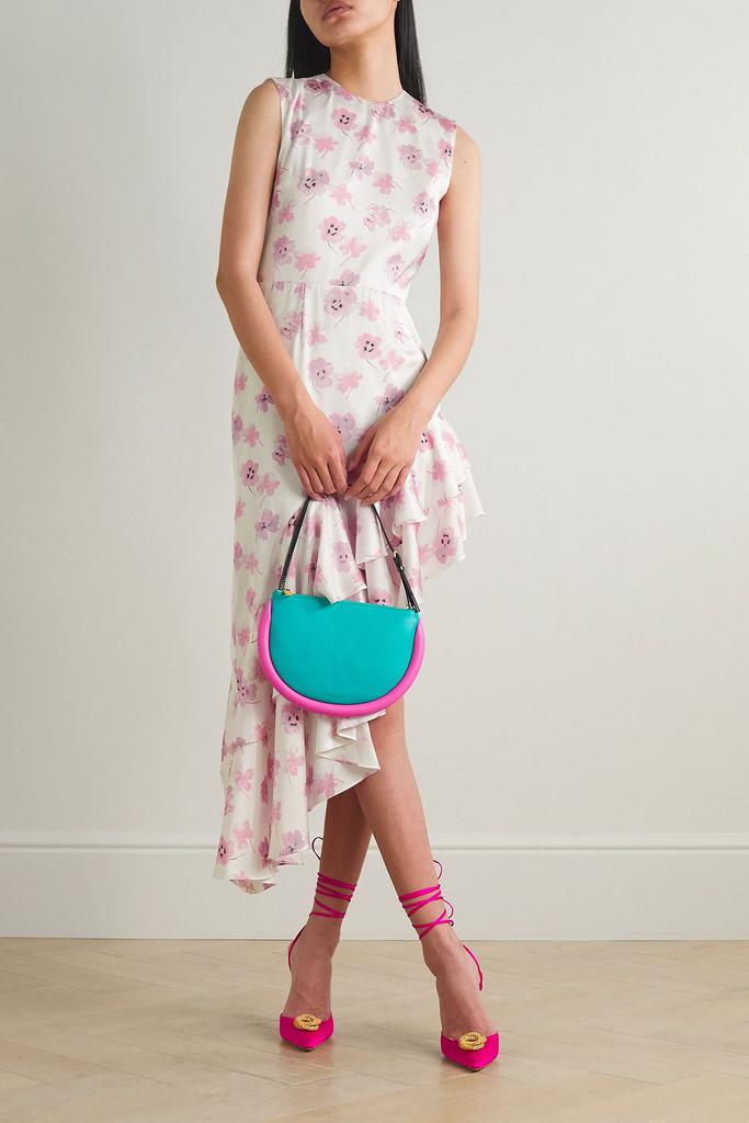 LES RÊVERIES Open-back asymmetric floral-print satin midi dress