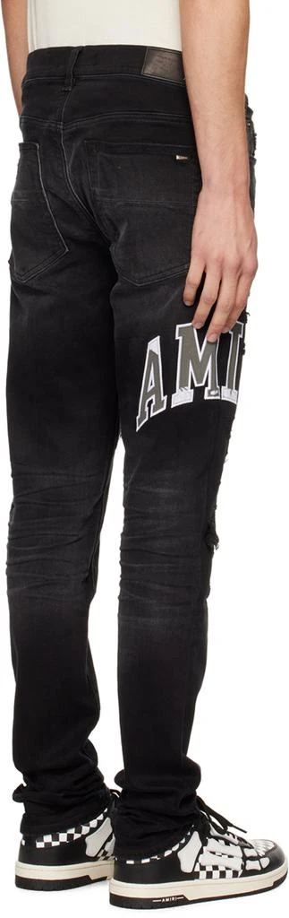 AMIRI Black Varsity Logo Repair Jeans 3