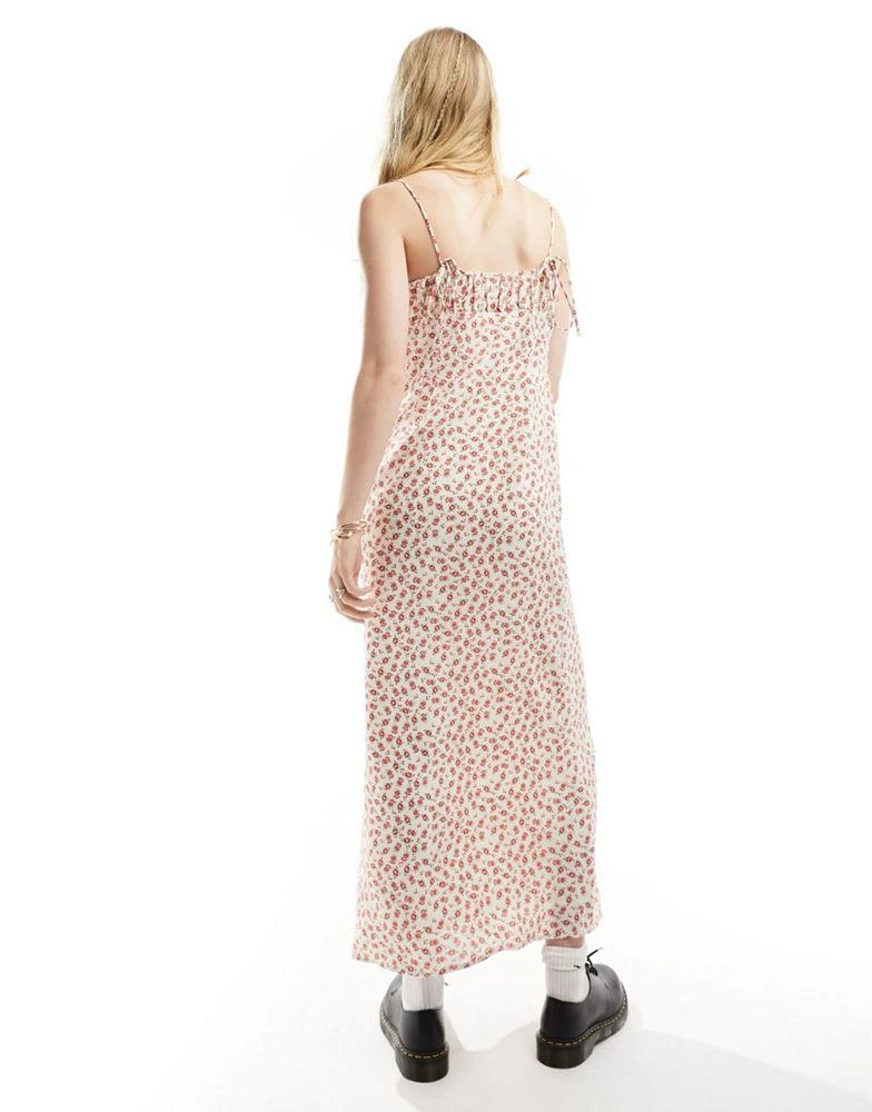 Kiss The Sky Kiss The Sky bow detail ditsy floral print cami maxi dress in cream and red 4