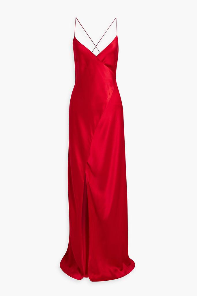 Michelle Mason Silk-satin wrap gown