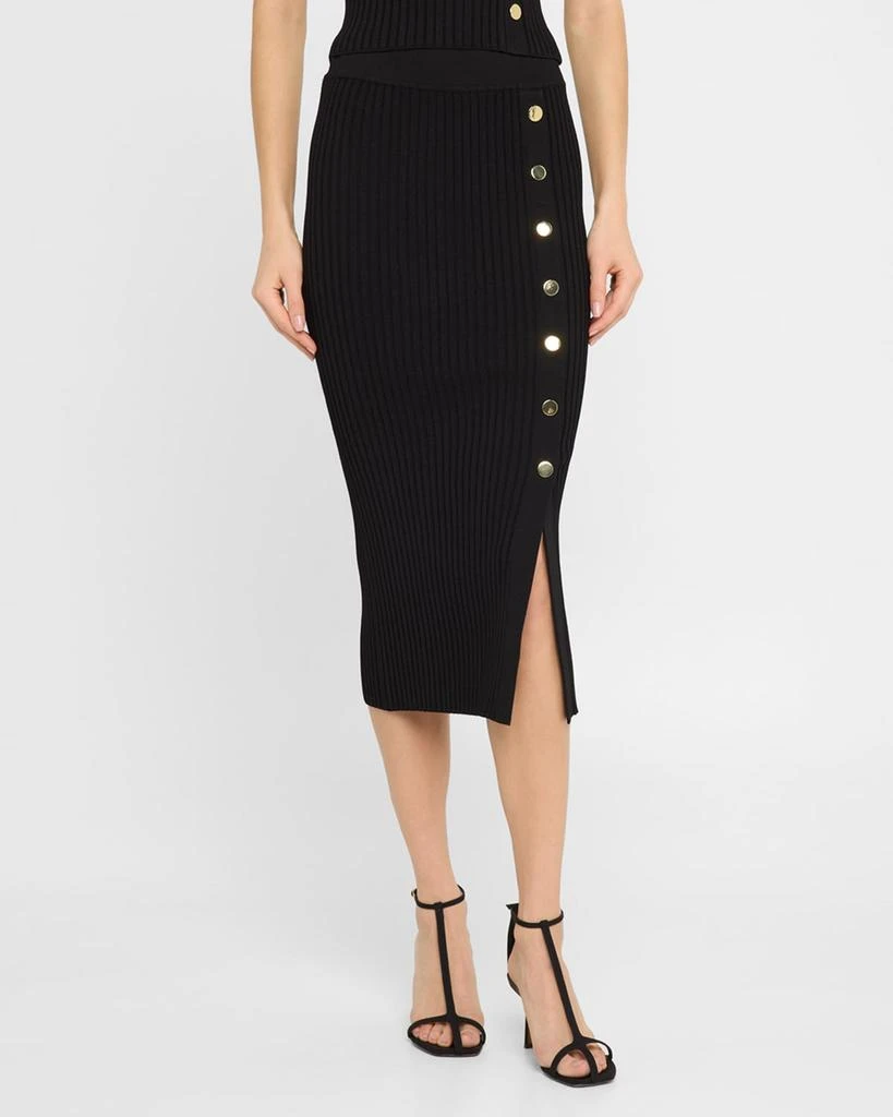 VERONICA BEARD Tanner Buttoned Rib Midi Skirt 4