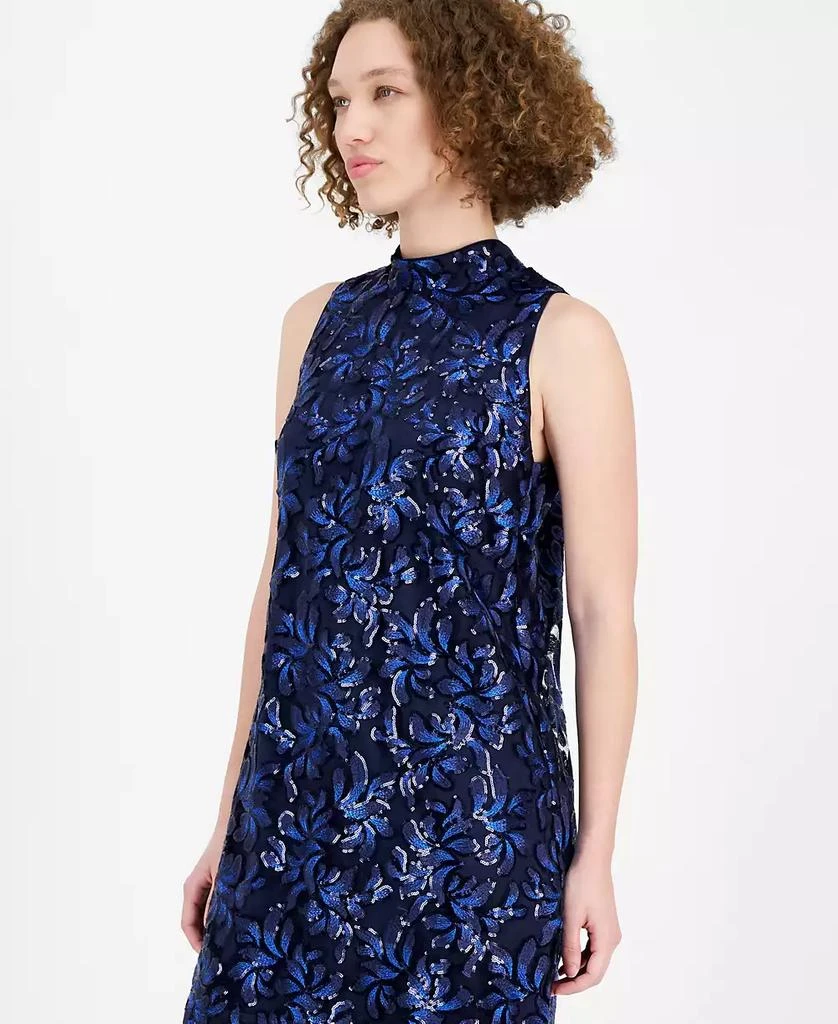 Robbie Bee Women's Sequinned Mock-Neck Sheath Dress 4