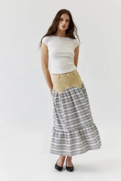 Daisy Street Daisy Street Spliced Checkered Frill Maxi Skirt 1