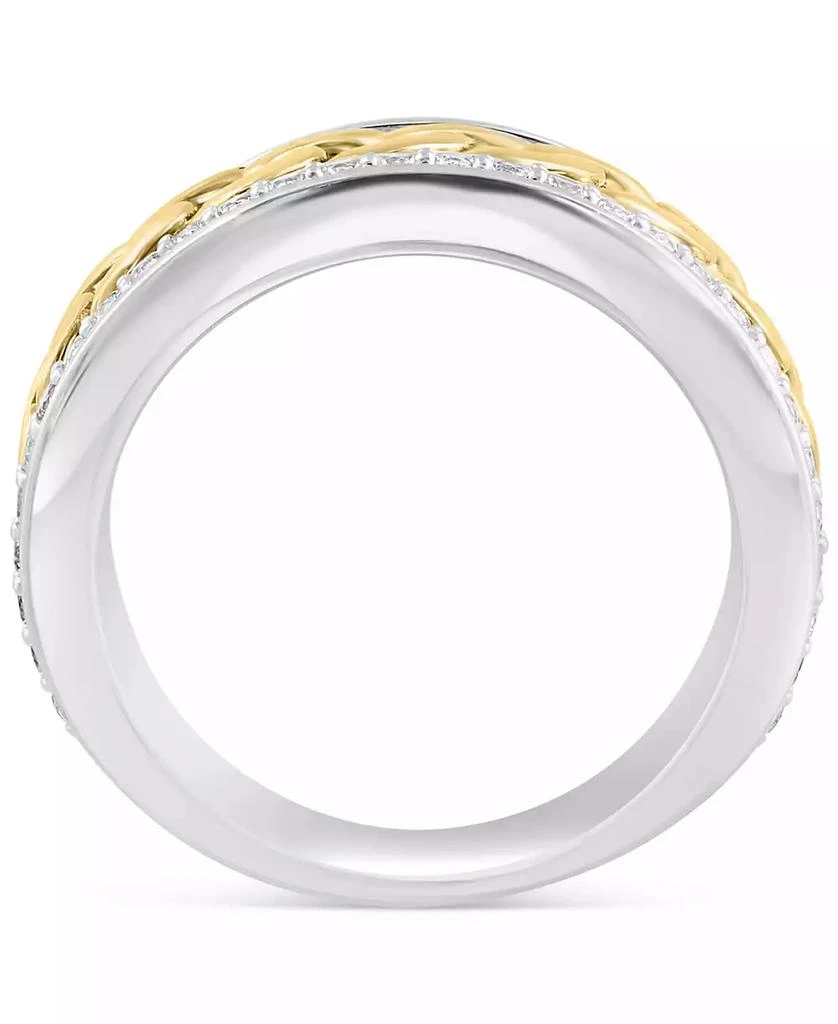 EFFY Collection EFFY® Men's White Sapphire Chain Link Ring (1/2 ct. t.w.) in Sterling Silver and 14k Gold-Plate 4