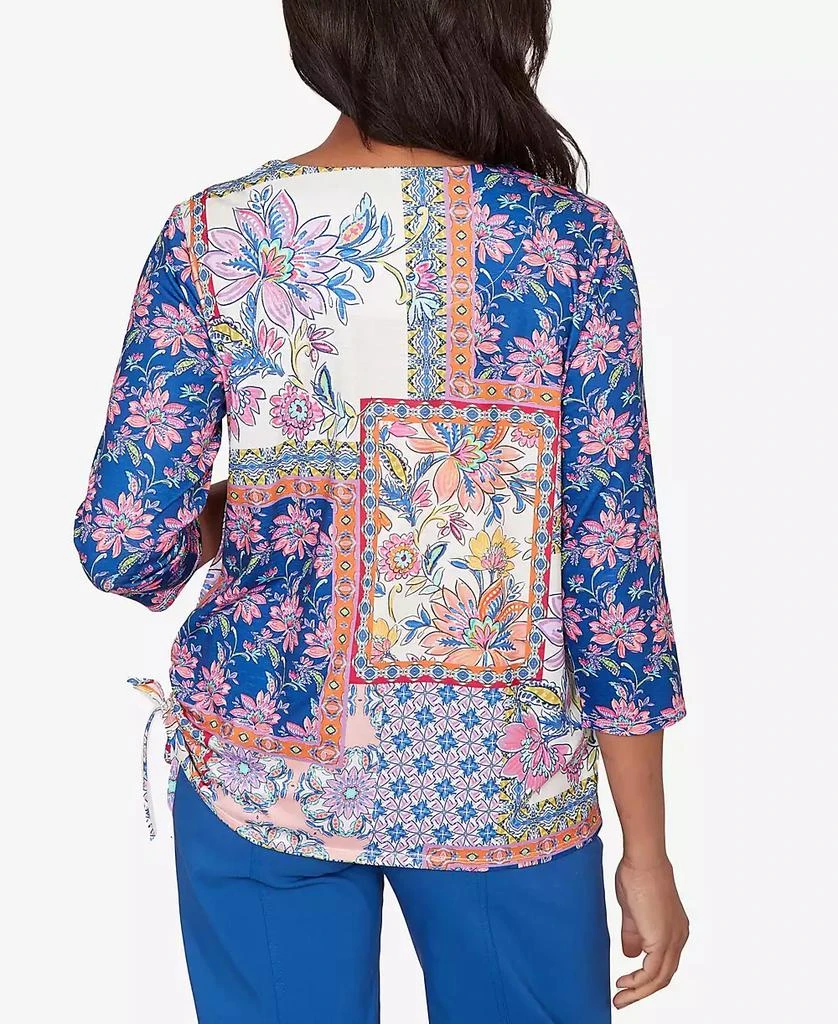Alfred Dunner Women
s  The Royal Treatment Geometric Floral Tie Ruched Top 5