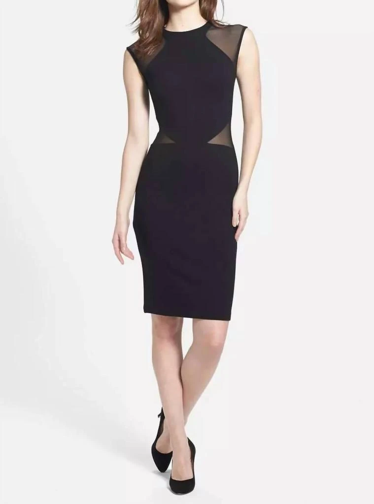French Connection Mesh Cut Out Shift Dress In Black 1