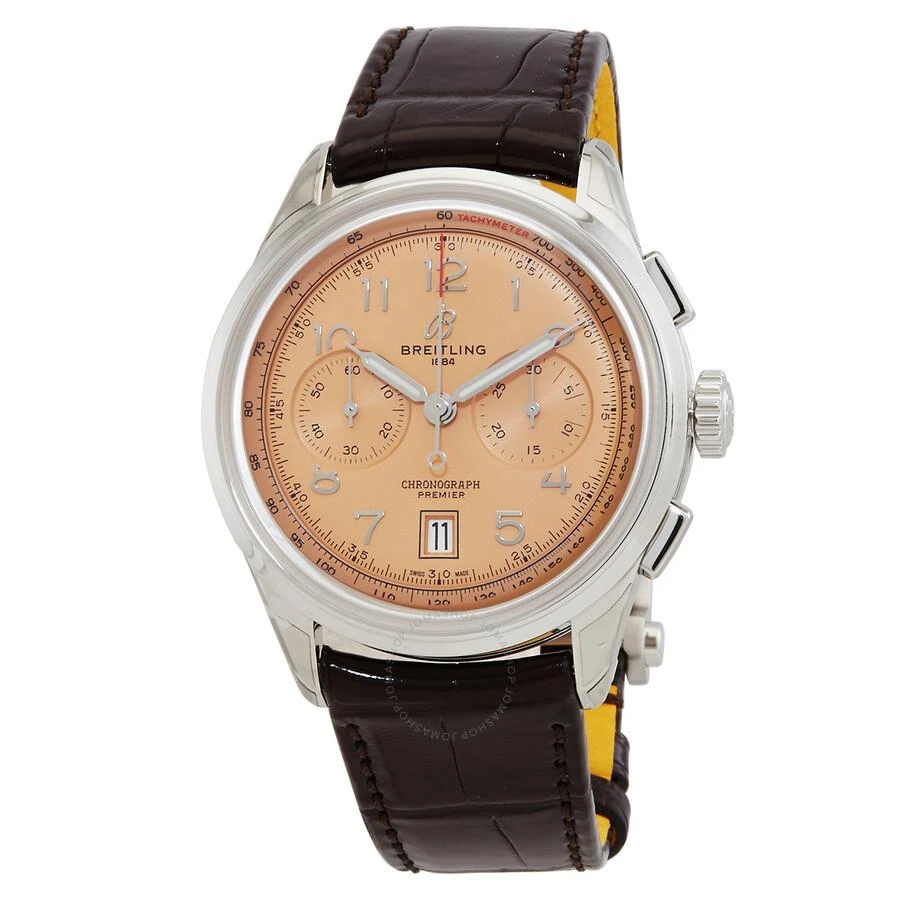 BREITLING Premier B01 Chronograph 42 Automatic Chronometer Salmon Dial Men's Watch AB0145331K1P1 1