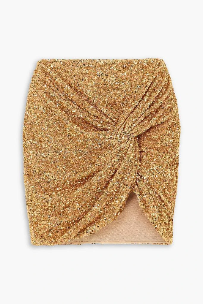 Self Portrait Twist-front sequined crepe mini skirt 1