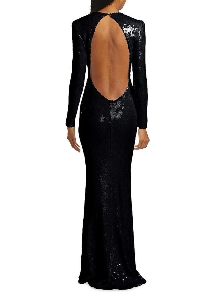 Sergio Hudson Sequin Open-Back Trumpet Gown 5