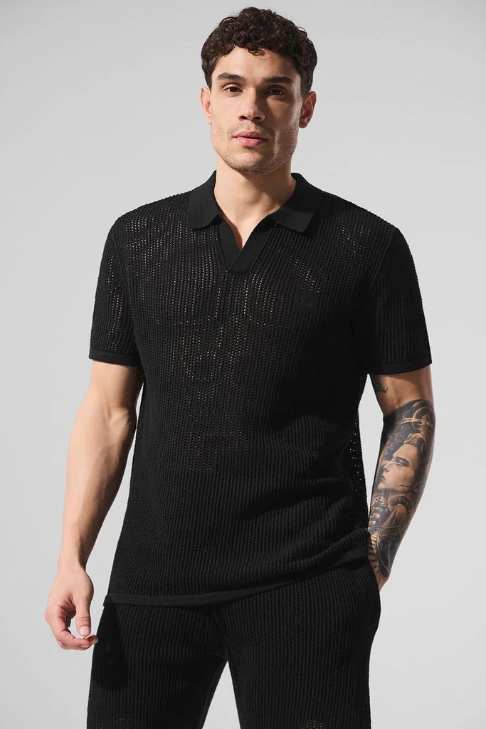 Alo Open-Knit Polo - Black 1