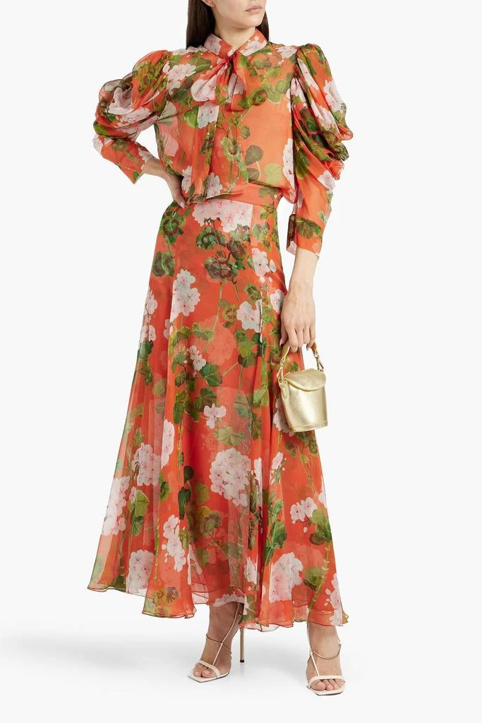 Oscar de la Renta Floral-print silk-chiffon maxi skirt 2
