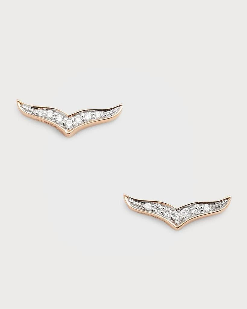 Ginette NY 18K Rose Gold Diamond Wise Stud Earrings 1