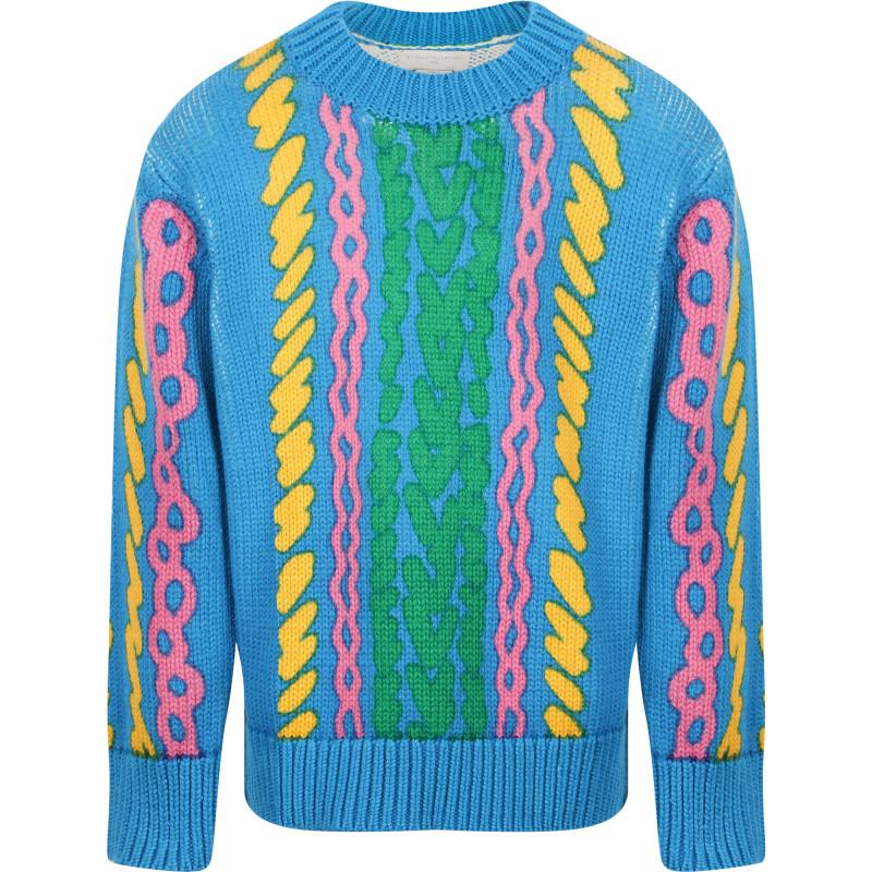 Stella McCartney Kids Colorful stripes organic cotton sweater in blue