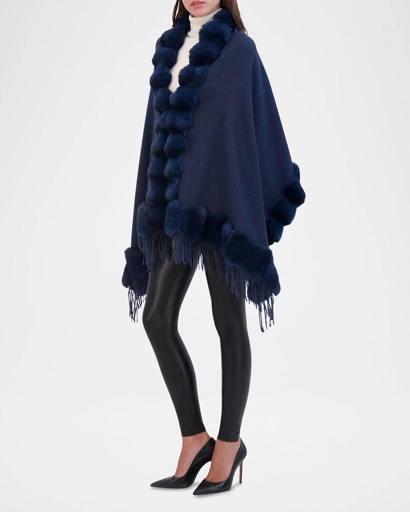 Theia Cashmere Blend Cape W/ Chinchilla-Like Trim 2