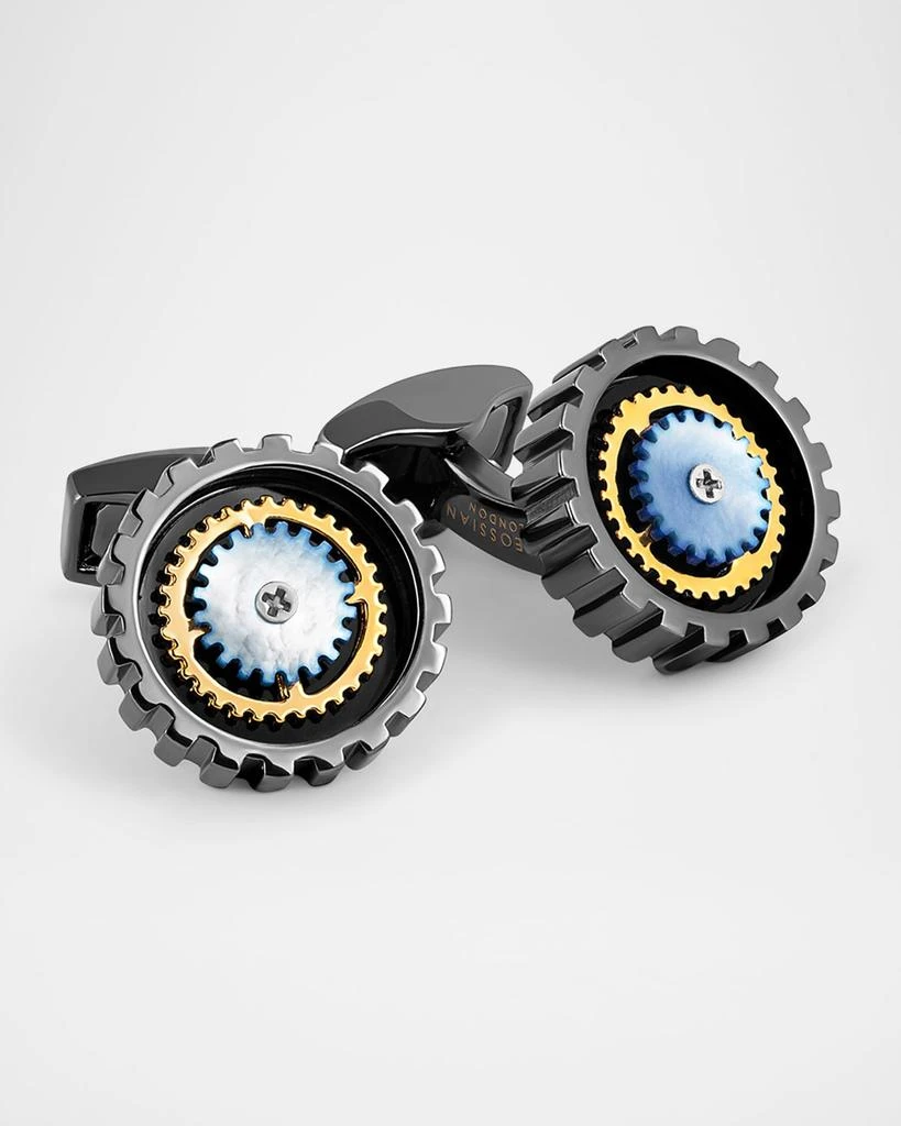 Tateossian Men's Gold-Tone and Mother-Of-Pearl Rotating Gear Cufflinks 1